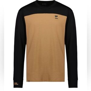 Mons Royale Men's Long Sleeve Merino Wool Base Layer - Black and Toffee XL